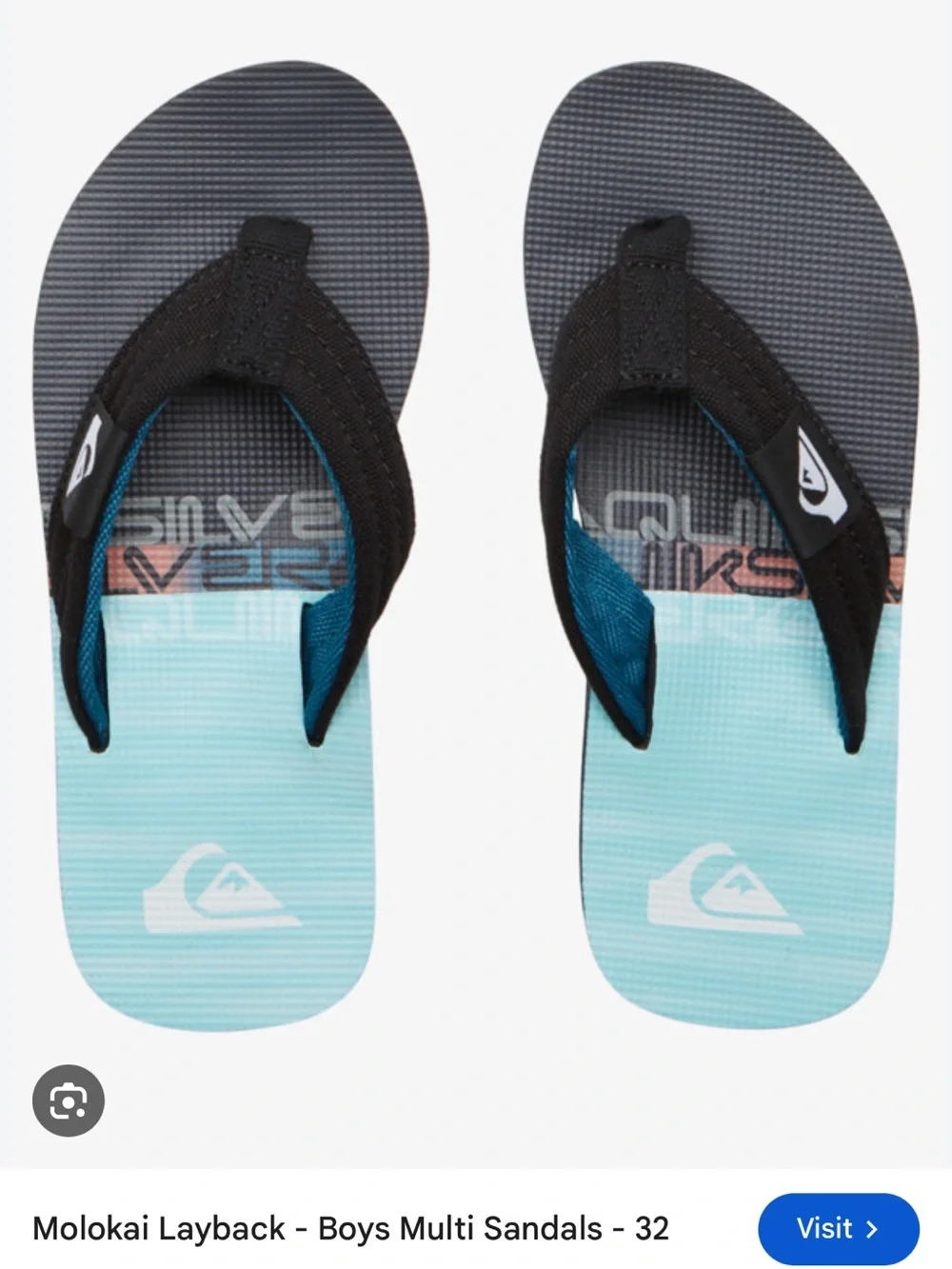 Quiksilver Boys size 5 Molokai Layback Sandals NWT